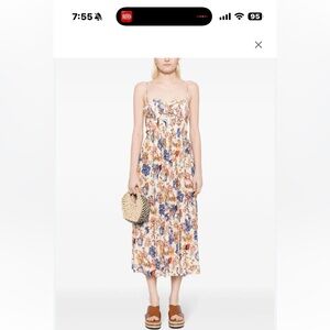 Ulla Johnson Jessie dress Blue and Orange Pleated Midi Sundress